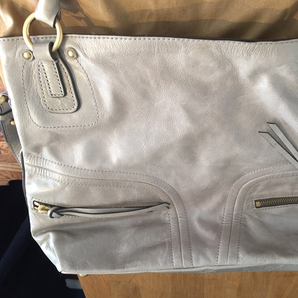 Sazaby Lt Grey Bag | Gold Trim--offers welcome